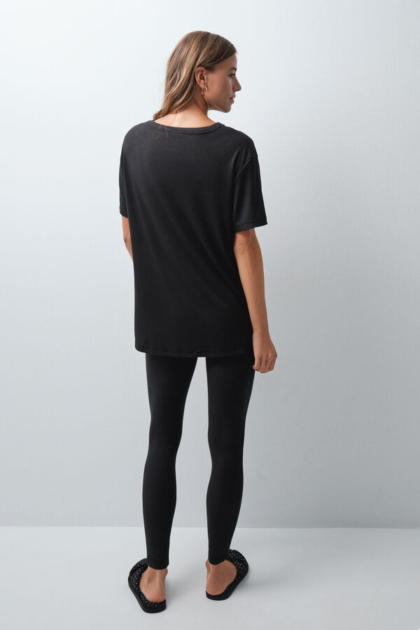 Women'secret Pijama comprido T-shirt legging preto preto