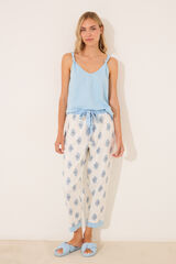 Women'secret Pijama Capri azul paisley 100% algodão azul