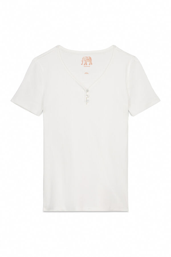 Women'secret Camiseta panadera algodón blanco marfil