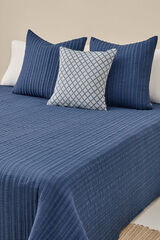 Textura Edredom liso reversível com costura azul