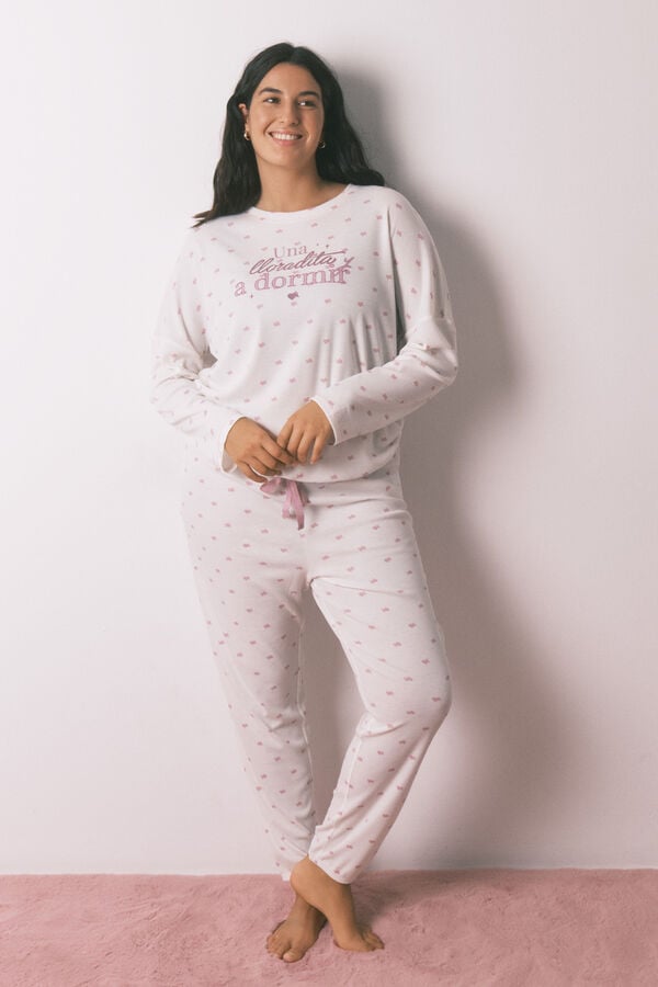 Women'secret Pijama largo La Vecina Rubia tejido Waffle blanco