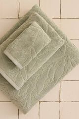Textura Toalha turca jacquard folhas verde