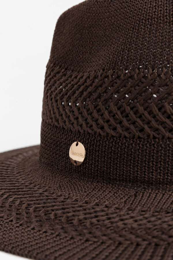 Vilanova Chap&eacute;u panam&aacute; de riscas entran&ccedil;adas castanho