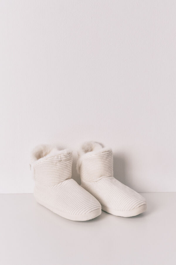 Women'secret Chinelos de quarto botas canelado lurex branco bege