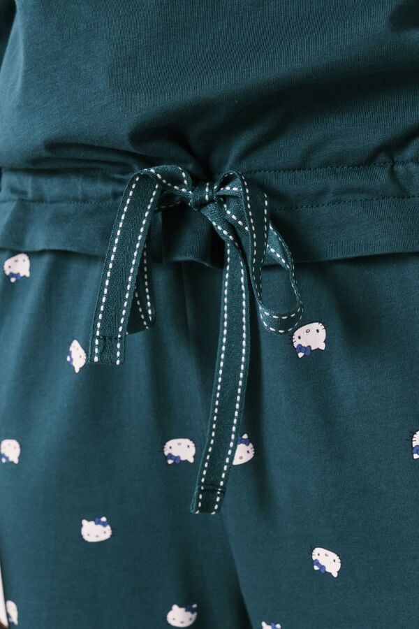 Women'secret Pijama comprido Hello Kitty em algod&atilde;o verde verde