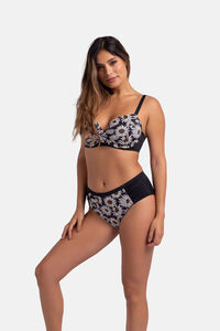 Dorina Cueca de biquíni preta clássica estampado