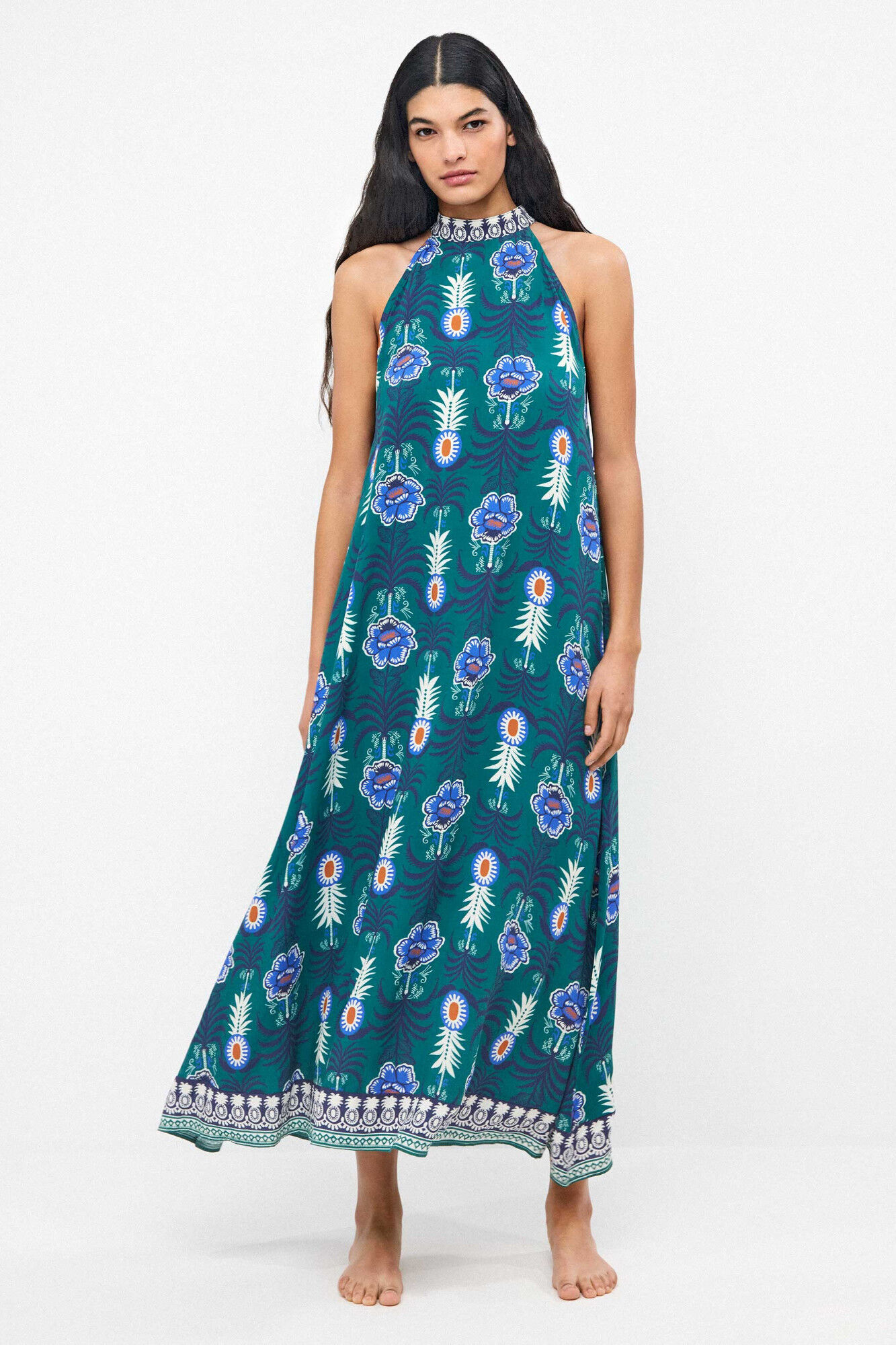 Gisela Vestido halter estampado pi&ntilde;as