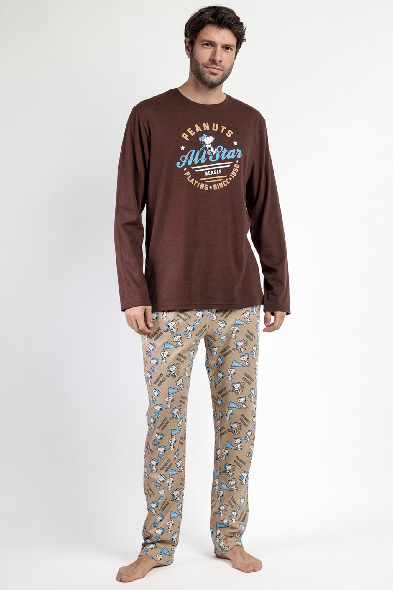 Admas Pijama comprido Snoopy 100% algod&atilde;o para homem