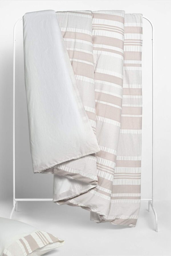 Textura Funda nórdica algodón rayas. Cama 150-160cm. beige