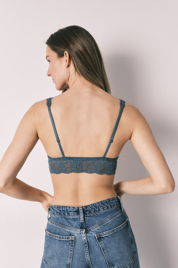 Women'secret Soutien bralette halter em renda verde azul