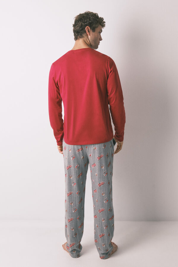 Women'secret Pijama comprido vermelho Buddies 100% algodão vermelho