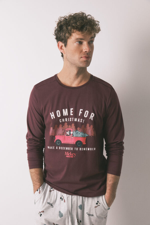 Women'secret Pijama comprido masculino Mickey Mouse 100% algodão vermelho