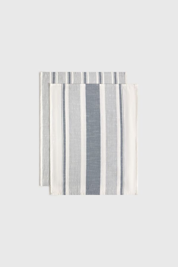 Textura Conjunto de panos de algod&atilde;o azul