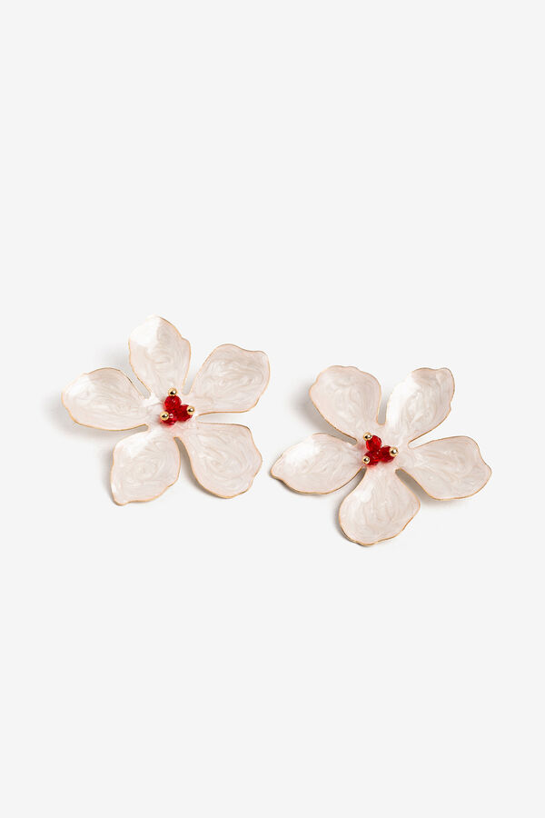 Vilanova Pendientes Flor Esmaltada marfil