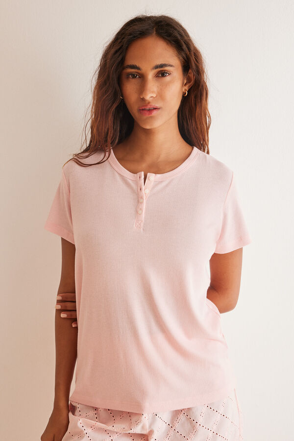 Womensecret Pijama 100% algodão Capri rosa rosa