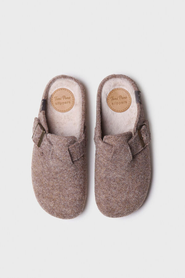 Toni Pons Chinelo feminino estilo tamanco em feltro bege