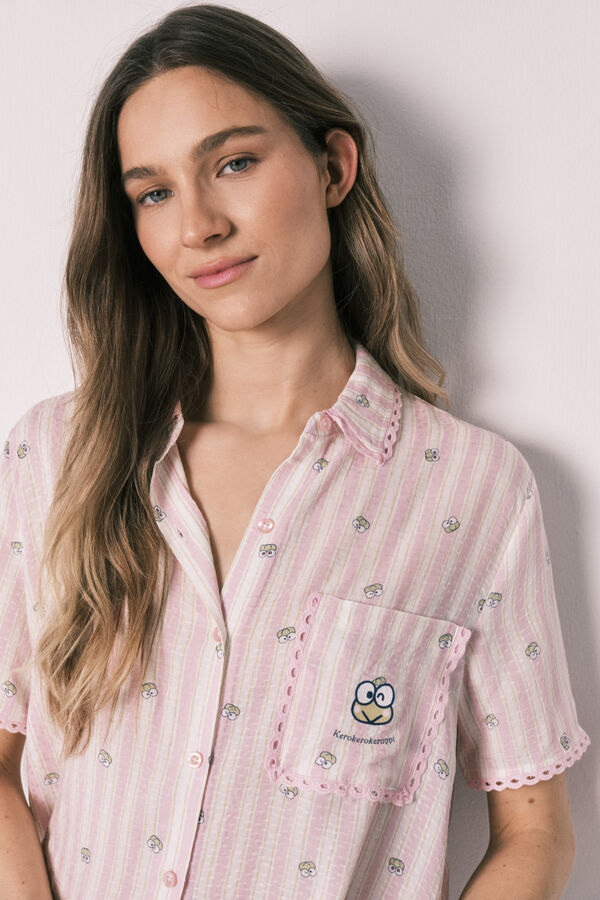 Women'secret Pijama camiseiro comprido &agrave;s riscas Keroppi bege