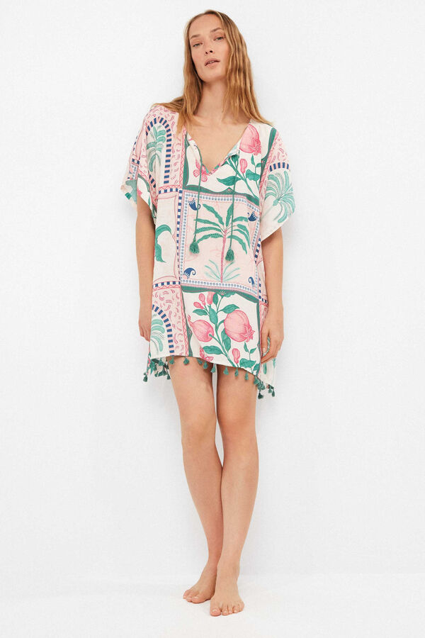 Gisela Caft&atilde; estampado tropical branco