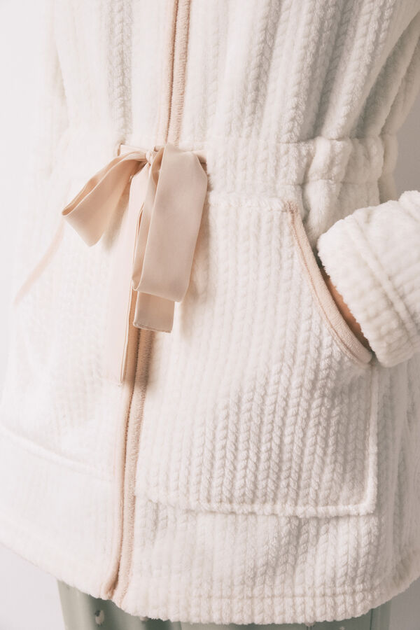 Women'secret Robe midi tecido polar branco bege