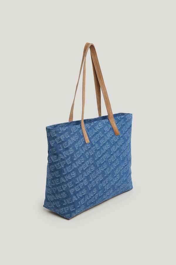 Pepe Jeans Bolsa tote com logo denim azul