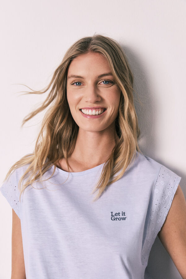 Women'secret Pijama curto em algod&atilde;o estampado lil&aacute;s rosa