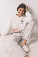 Women'secret Pijama comprido polar suave estampado Pingu bege