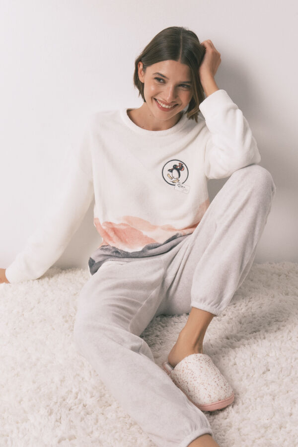 Women'secret Pijama comprido polar suave estampado Pingu bege