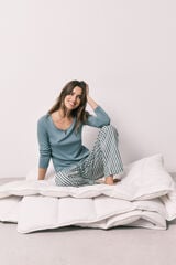 Women'secret Pijama comprido estampado riscas verde azul