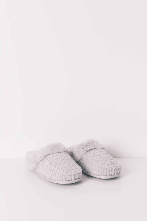 Women'secret Chinelos de quarto de pele com estampado animal cinzento