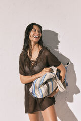 Women'secret Mala tote bag de praia estampada &agrave;s riscas estampado