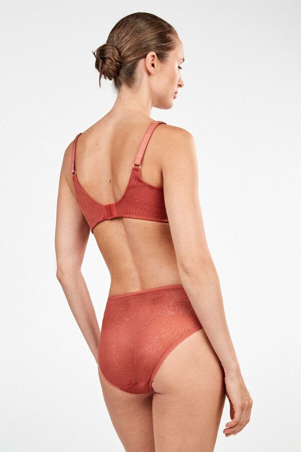 Gisela Cuequinha cintura alta em renda estampado animal vermelho