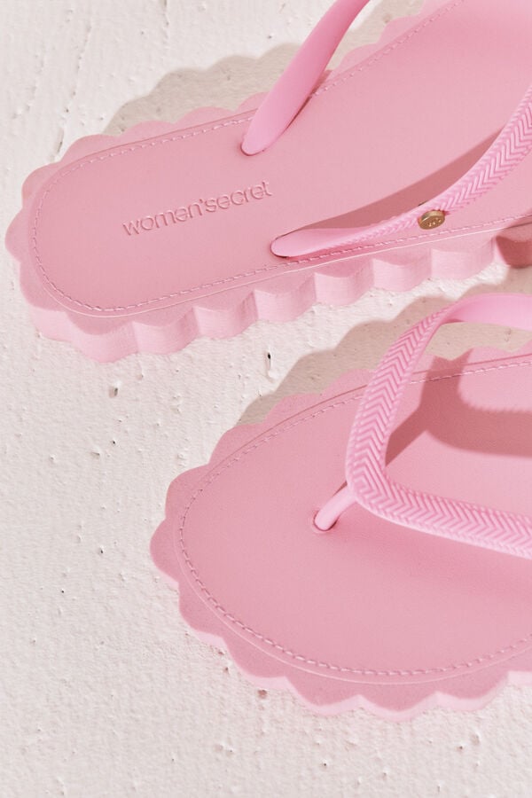Women'secret Chinelos de dedo efeito ondas rosa rosa