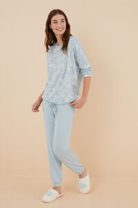 Womensecret Pijama comprido de malha quente azul "ovelhas" azul