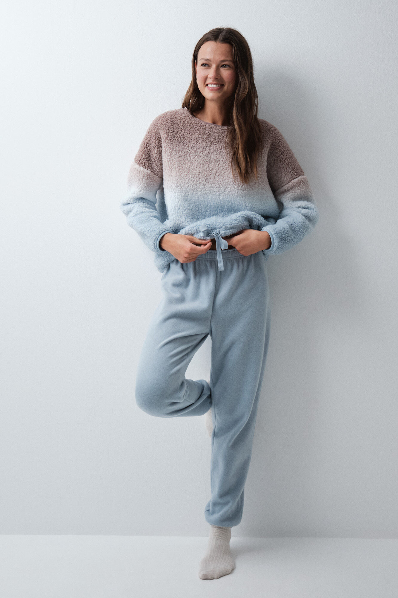 Women'secret Pijama comprido em borrego e polar degrad&ecirc;