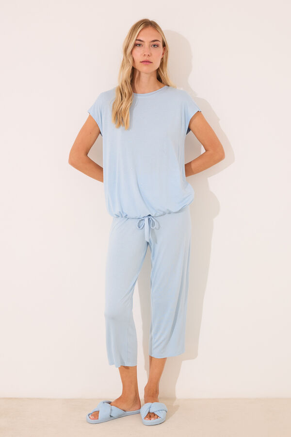 Women'secret Pijama Capri de viscose com glitter azul azul