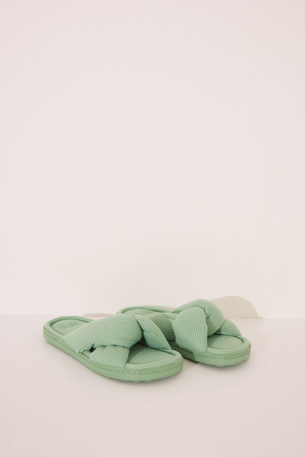 Women'secret Chinelos de quarto abertos waffle verde verde
