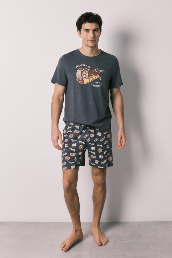 Women'secret Pijama curto de homem em algod&atilde;o Hotwheels cinzento
