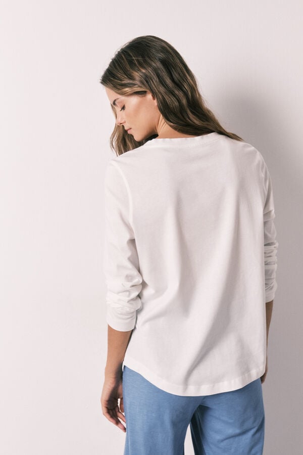 Women'secret T-shirt de manga comprida 100% algod&atilde;o branca branco