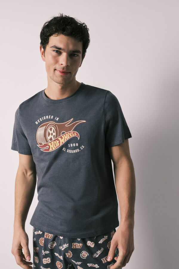 Women'secret Pijama curto de homem em algod&atilde;o Hotwheels cinzento