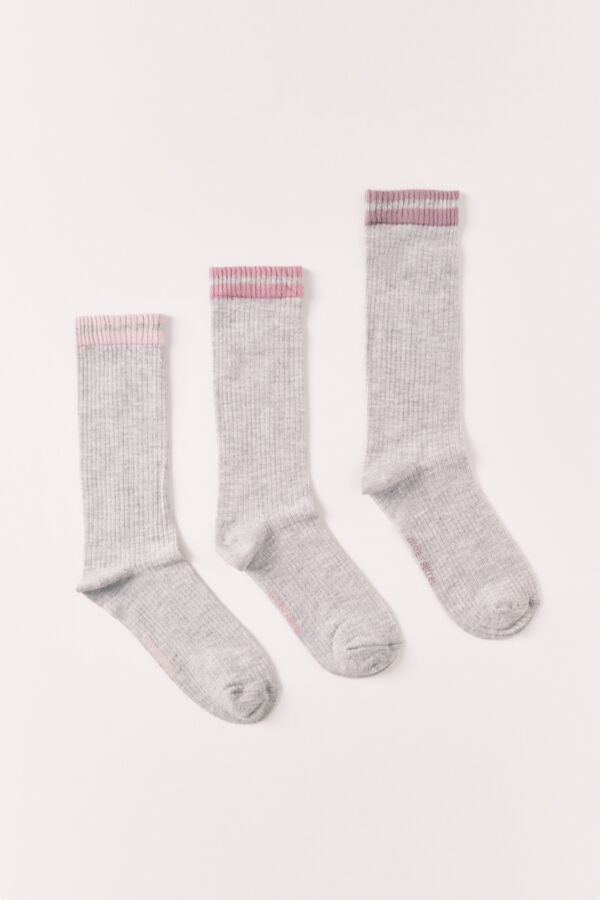 Women'secret Pack 3 meias compridas caneladas cinzentas cinzento