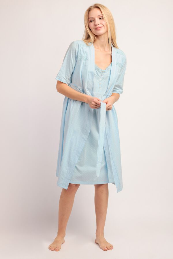 Admas Robe curta de bolinhas com renda azul