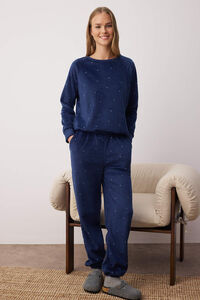 Trendyol Conjunto de pijama de inverno de bolinhas com bolinhas azuis