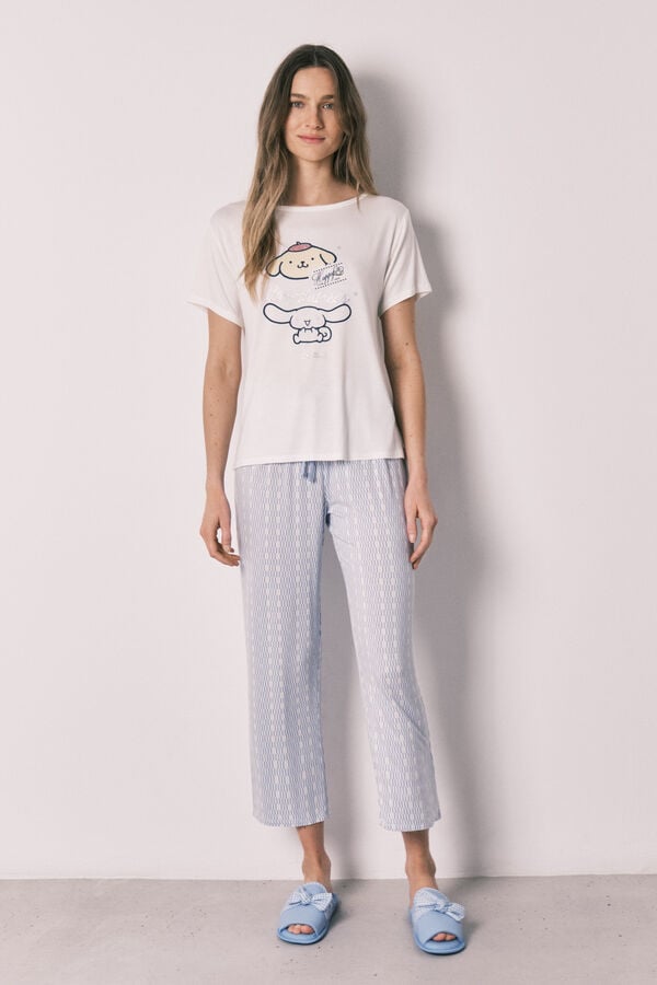 Women'secret Pijama comprido Cinnamoroll estampado geom&eacute;trico bege
