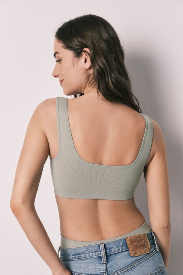 Women'secret Top halter liso clean cut caqui bege