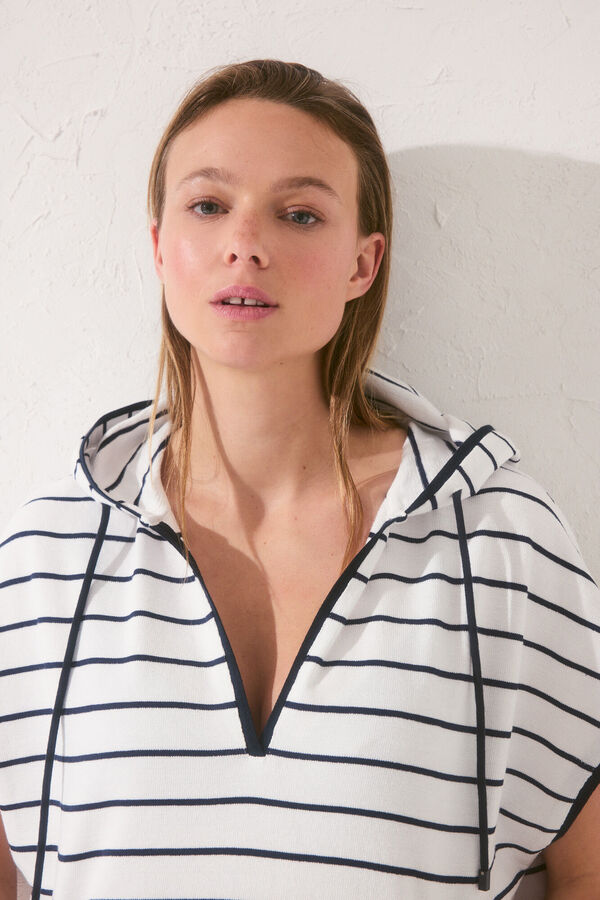 Women'secret Vestido de pelúcia riscas azul marinho azul