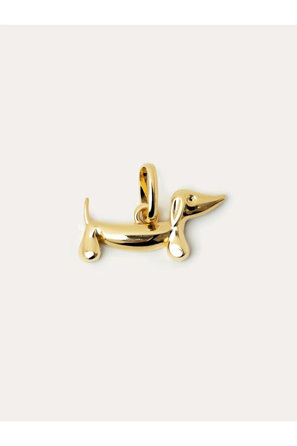 Singularu Charm Perro Teckel Enamel Black Ba&ntilde;o Oro amarillo