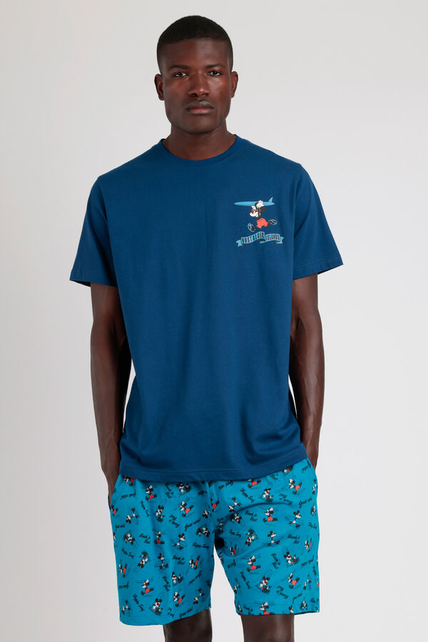 Admas Pijama curto Disney Ride the Wave azul