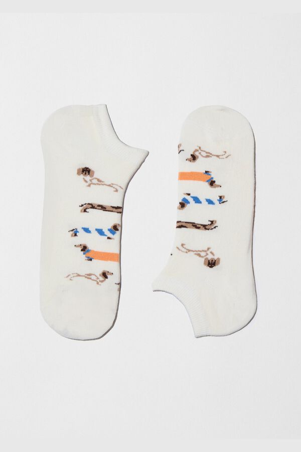 Besocks Meias soquete Snoopy em algod&atilde;o org&acirc;nico bege