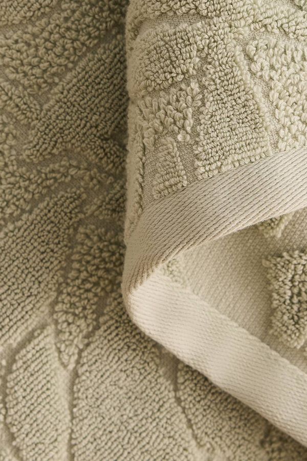 Textura Toalha turca jacquard folhas verde