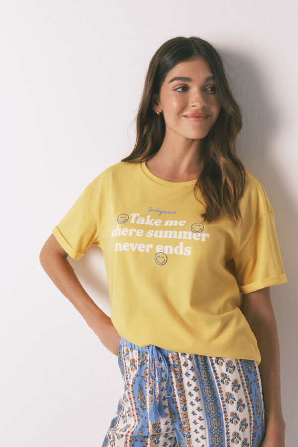 Women'secret Camiseta SmileyWorld® amarillo 100% algodón amarillo